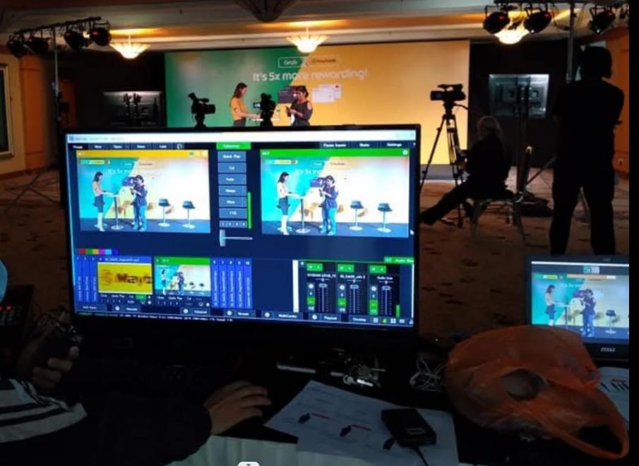 Multi camera production vMix switcher monitor at a live event in Malaysia