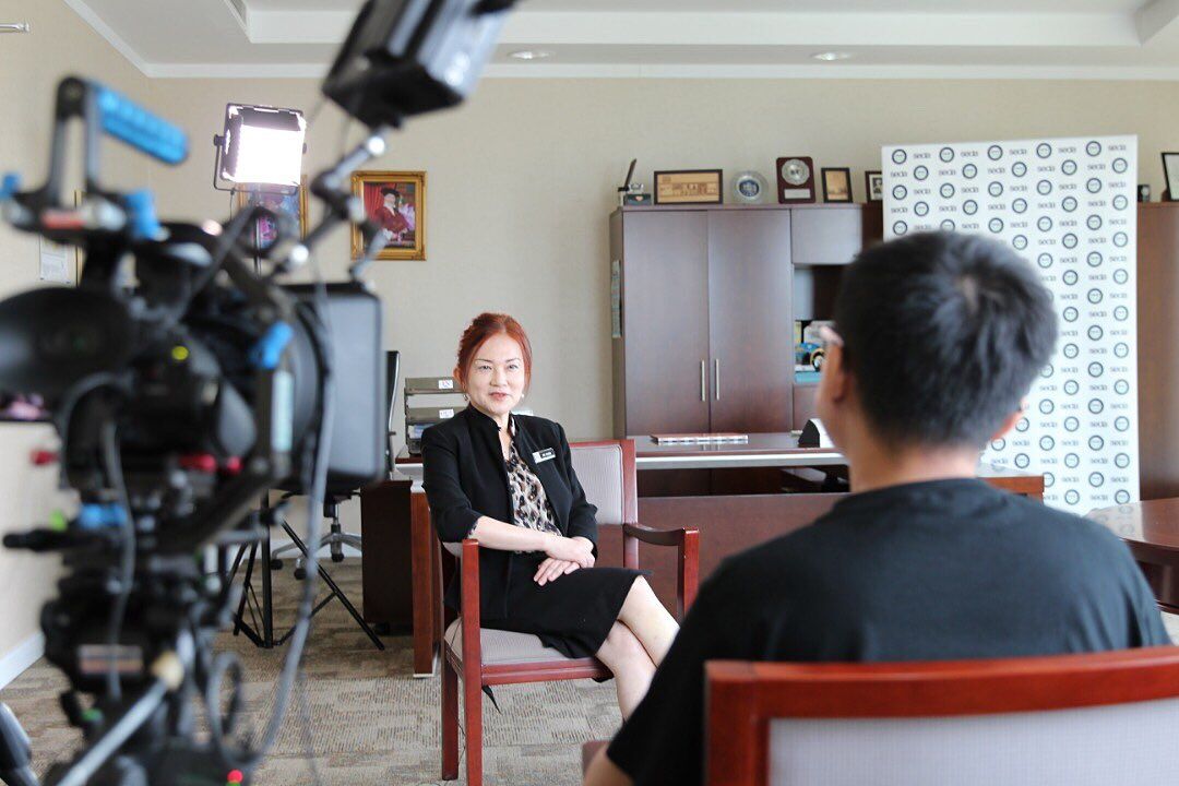 Corporate video interview shoot in an office with camera crew in Kuala Lumpur