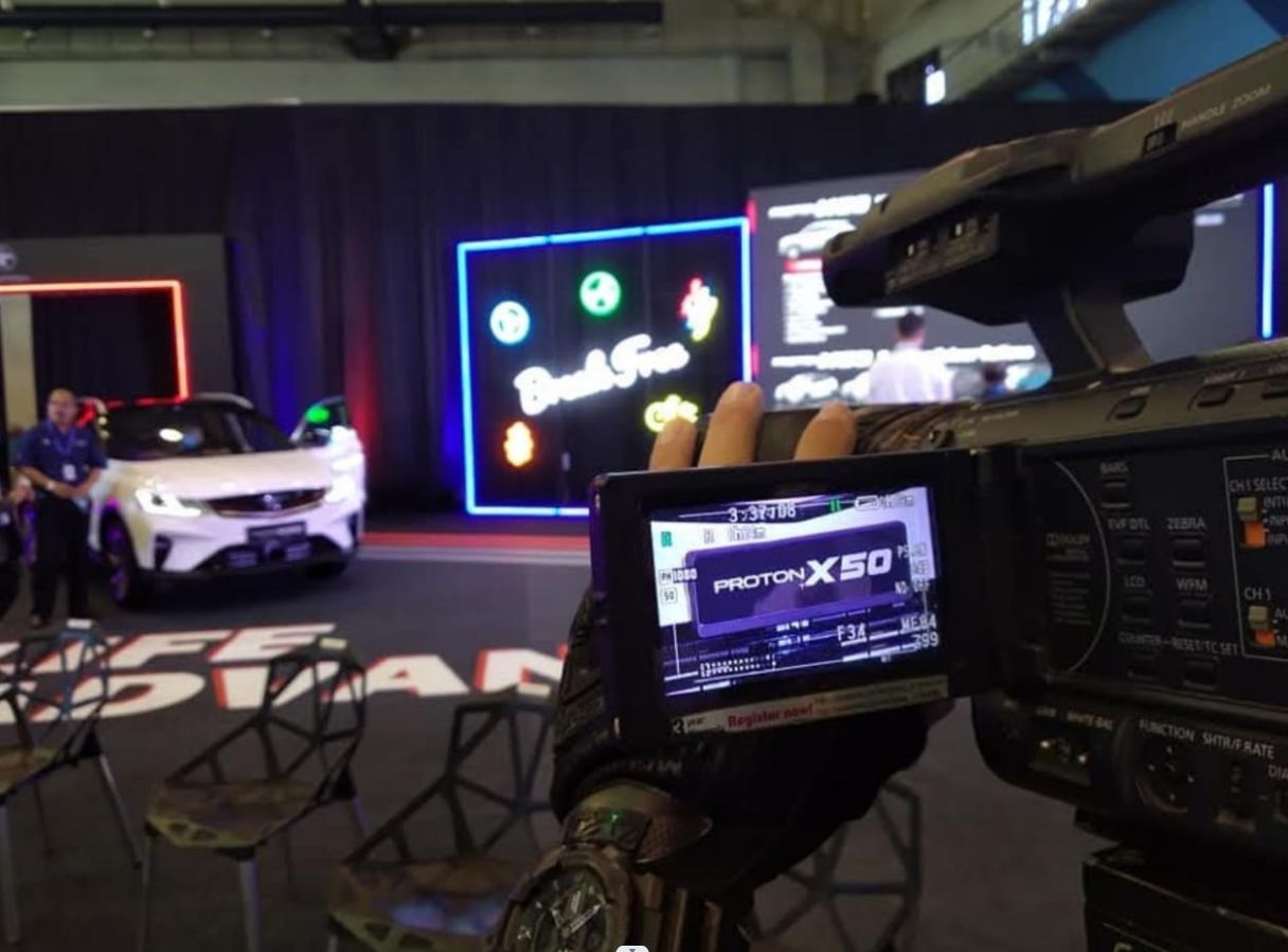 Camera monitor recording a product launch event in Malaysia